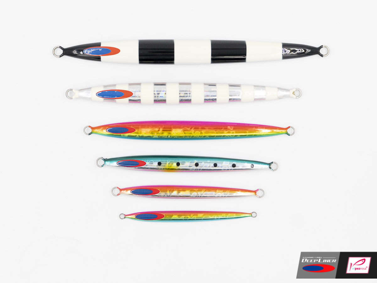 Deep Liner Spy-N — gama de seis pesos, de 30 a 300 g, con sus colores